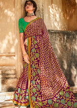 Cargar imagen en el visor de la galería, Jam Purple Soft Silk Saree with Embroidered Blouse