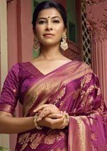 Load image into Gallery viewer, Dark Magenta Purple Woven Designer Satin Silk Saree