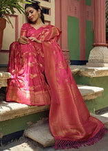 Load image into Gallery viewer, Raspberry Pink  Woven Designer Satin Silk Saree