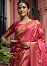 Load image into Gallery viewer, Raspberry Pink  Woven Designer Satin Silk Saree