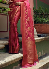 Load image into Gallery viewer, Raspberry Pink  Woven Designer Satin Silk Saree