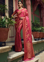 Load image into Gallery viewer, Raspberry Pink  Woven Designer Satin Silk Saree