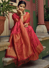 Load image into Gallery viewer, Reddish Pink Woven Designer Satin Silk Saree