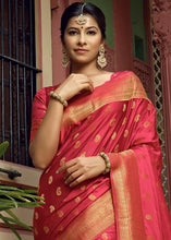 Load image into Gallery viewer, Reddish Pink Woven Designer Satin Silk Saree
