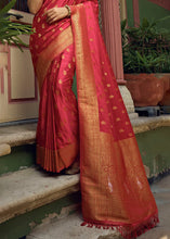 Load image into Gallery viewer, Reddish Pink Woven Designer Satin Silk Saree