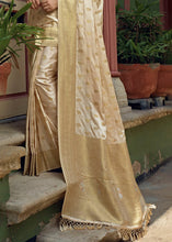 Load image into Gallery viewer, Daisy White Woven Designer Satin Silk Saree