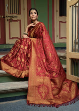 Load image into Gallery viewer, Maroon Red Woven Designer Satin Silk Saree