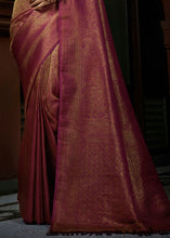 Carica l'immagine nel visualizzatore Galleria,Rosy Magenta Pink &amp; Golden Blend Woven Kanjivaram Silk Saree