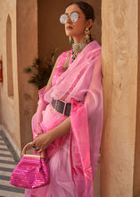 Load image into Gallery viewer, Shades Of Pink Digital Floral Print Organza Saree