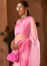 Load image into Gallery viewer, Shades Of Pink Digital Floral Print Organza Saree