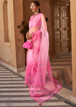 Load image into Gallery viewer, Shades Of Pink Digital Floral Print Organza Saree