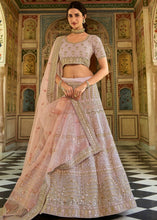 Laden Sie das Bild in den Galerie-Viewer, Thistle Purple Organza Lehenga Choli with Zari, Dori, Sequins,Thread &amp; Zarkan work