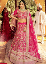 Laden Sie das Bild in den Galerie-Viewer, Magenta Pink Raw Silk Lehenga Choli with Resham, Beads &amp; Zari work