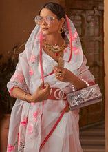 Load image into Gallery viewer, Cloud Grey Digital Floral Print Organza Saree