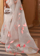 Load image into Gallery viewer, Cloud Grey Digital Floral Print Organza Saree
