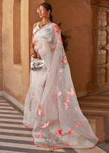 Load image into Gallery viewer, Cloud Grey Digital Floral Print Organza Saree