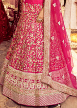 Laden Sie das Bild in den Galerie-Viewer, Magenta Pink Raw Silk Lehenga Choli with Resham, Beads &amp; Zari work