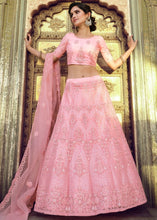 Laden Sie das Bild in den Galerie-Viewer, Creamy Pink Soft Net Lehenga Choli with Sequins, Thread, Zari &amp; Dori work