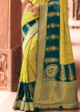 Load image into Gallery viewer, Lime Green Woven Banarasi Silk Saree with Embroidered Blouse