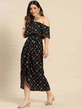 Carica l'immagine nel visualizzatore Galleria,One Shoulder yoke overlap printed dress