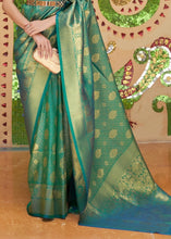 Laden Sie das Bild in den Galerie-Viewer, Persian Green Zari Woven Kanjivaram Silk Saree