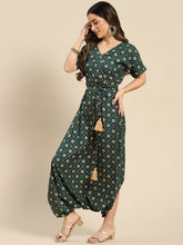 Load image into Gallery viewer, Overlap neck dhoti jumpsuit