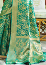 Load image into Gallery viewer, Grass Green Woven Banarasi Brocade Silk Saree