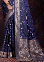 Load image into Gallery viewer, Oxford Blue Zari Woven Satin Silk Saree