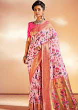 Load image into Gallery viewer, Taffy Pink Woven Banarasi Paithani Silk Saree