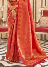 Load image into Gallery viewer, Vermilion Red Zari Woven Kanjivaram Silk Saree with Tassels on Pallu