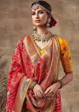 Cargar imagen en el visor de la galería, Cardinal Red Bandhani Print Soft Silk Designer Saree