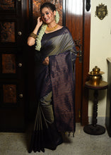 Load image into Gallery viewer, Gunmetal Grey Two Tone Zari Woven Banarasi Silk Saree