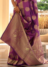 Load image into Gallery viewer, Irish Purple Woven Soft Kanjivaram Silk Saree with overall Butti work