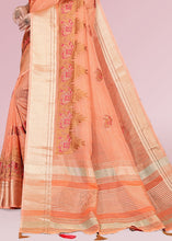 Laden Sie das Bild in den Galerie-Viewer, Salmon Orange Organza Silk Saree with Tassels on Pallu