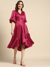 Carica l'immagine nel visualizzatore Galleria,Midi over lap Frill Dress