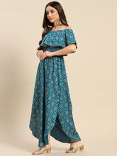 Load image into Gallery viewer, Off shoulder Flare yoke and U hem maxi dress