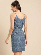 Load image into Gallery viewer, Speghetti Strap printed mini dress with waist tie