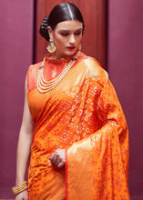 Cargar imagen en el visor de la galería, Papaya Orange Woven Patola Silk Saree