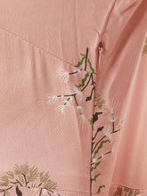 Load image into Gallery viewer, Bell sleeve printed long dress with front drape