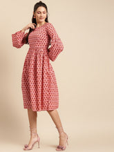 Load image into Gallery viewer, Foral Print Midi Dress with bell sleeve
