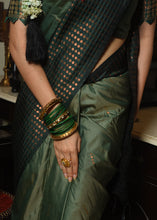 Load image into Gallery viewer, Mehendi Green Two Tone Zari Woven Banarasi Silk Saree