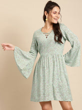 Load image into Gallery viewer, Printed Bell sleeve Dress