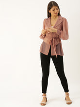 Load image into Gallery viewer, Notch collar overlap top with tie