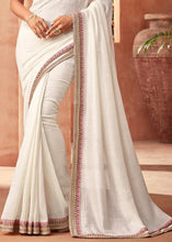 Load image into Gallery viewer, Daisy White Designer Embroidered Georgette Silk Saree with Sequence work