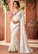 Load image into Gallery viewer, Daisy White Designer Embroidered Georgette Silk Saree with Sequence work