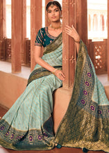 Load image into Gallery viewer, Blizzard Blue Woven Banarasi Silk Saree with Embroidered Blouse