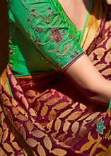 Cargar imagen en el visor de la galería, Jam Purple Soft Silk Saree with Embroidered Blouse