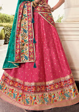 Load image into Gallery viewer, Gajjari Pink Banarasi Silk Lehenga Choli with Contrast Dupatta