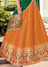 Load image into Gallery viewer, Mustard Yellow Banarasi Silk Lehenga Choli with Contrast Dupatta