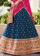 Cargar imagen en el visor de la galería, Navy Blue Banarasi Silk Lehenga Choli with Contrast Dupatta